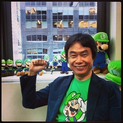 Shigeru Miyamoto with his most enduring creation: Mario - CHM Revolution
